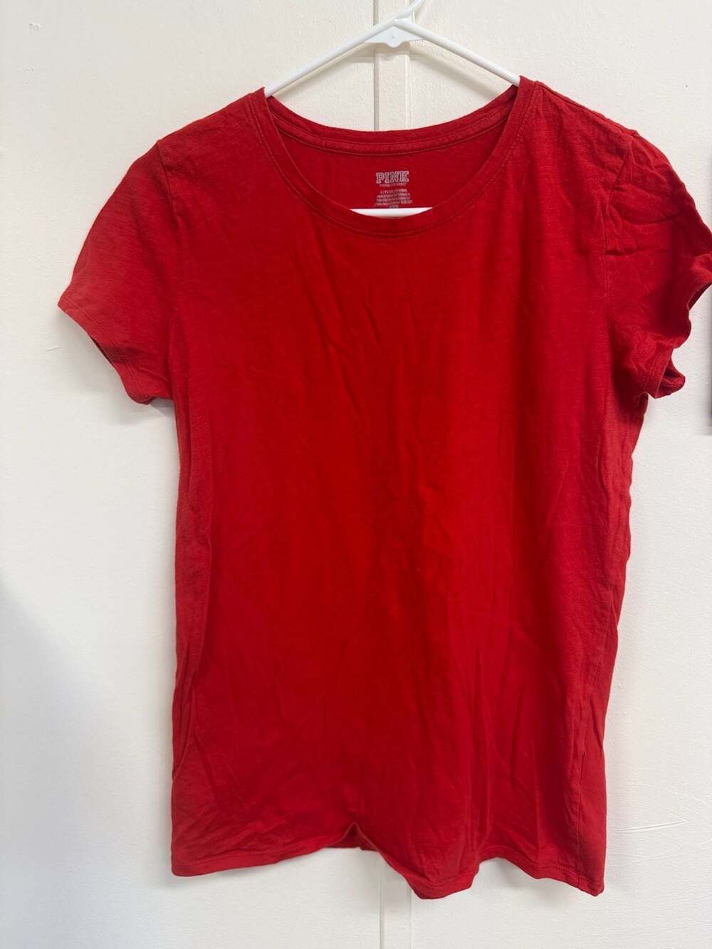 Pink Victoria's Secret Red Short Sleeve Crew Neck T-Shirt Size S